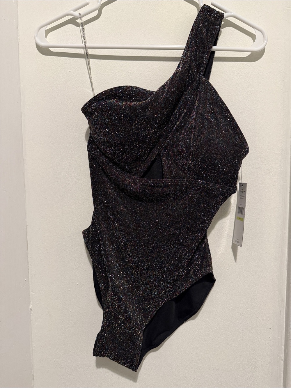 Carmen Marc Valvo Black Metallic Sparkle Swimwear